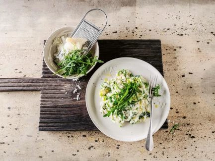 Zitronen-Lauch-Risotto mit Rucola